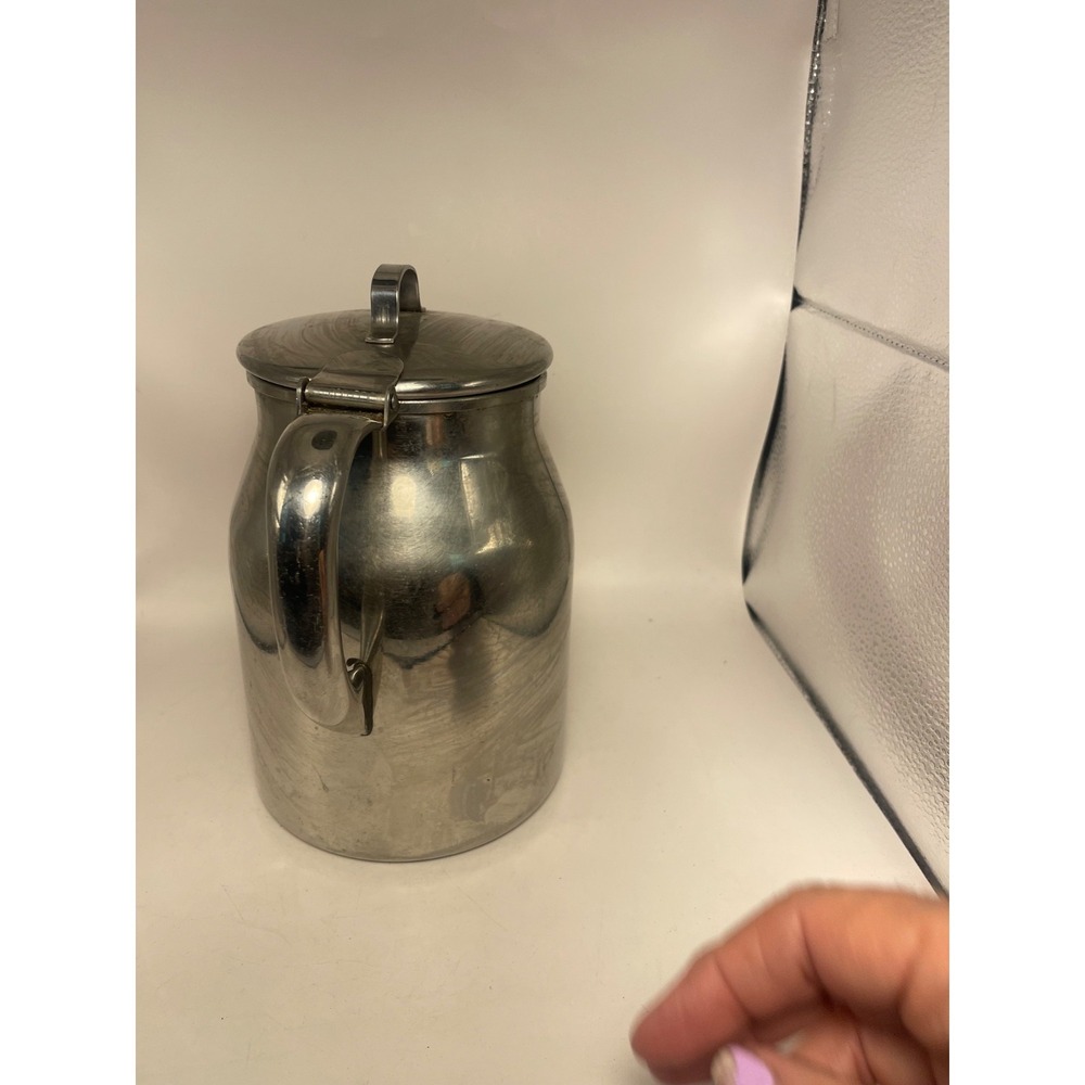 Vintage VOLLRATH Stainless Steel Carafe Pitcher w/ Hinged Flip Lid #7962 USA